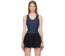 Navy Scoop Denim Bodysuit