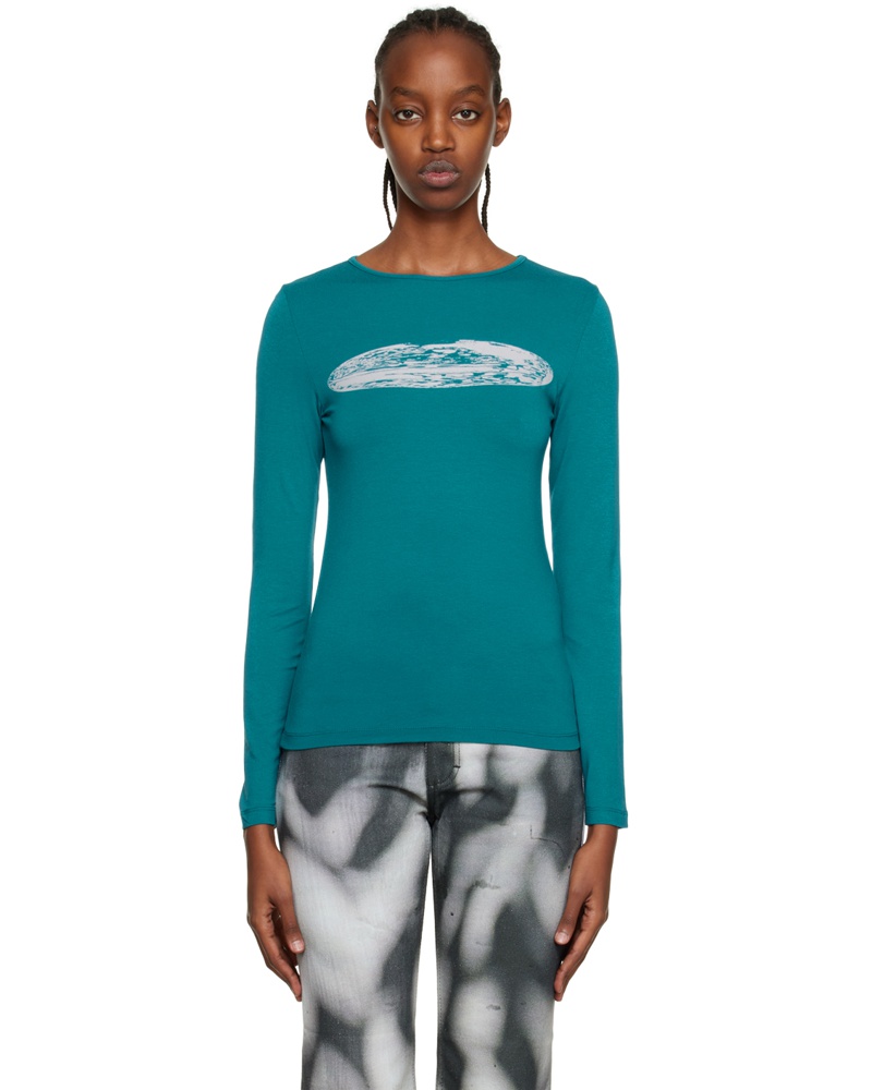 SERAPIS Damen Blue Globe Long Sleeve T-Shirt