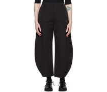 Black Curved Leg Trousers