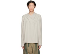 Off-White Shawl Collar Long Sleeve T-Shirt