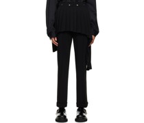 Black Asymmetric Pleated Trousers