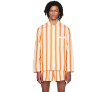 Orange Stripe Long Sleeve Pyjama Shirt