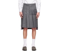 Gray Classic Backstrap Pleated 4-Bar Skirt