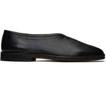 Black Flat Piped Slippers