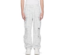 White & Gray Printed Cargo Pants