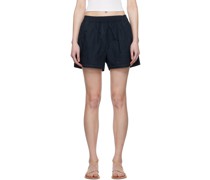 Navy Emb Shorts