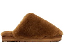 Brown Sheepskin Fur Slippers