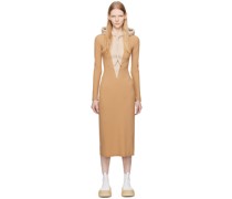 Taupe & Beige Hooded Maxi Dress