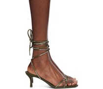 Khaki Helix 65 Strappy Mid Heeled Sandals