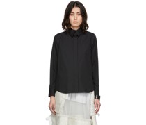 Black Cotton Poplin x Satin Shirt