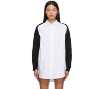 White & Black Overlay Oxford Shirt & Knit Shrug Sweater