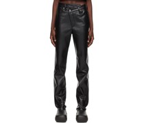Black Criss-Cross Leather Pants