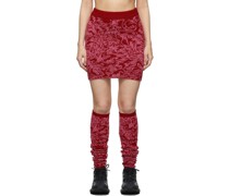 Red & Pink Jacquard Knitted Skirt