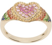 Gold Baby Chevaliere Coeur Rainbow Ring