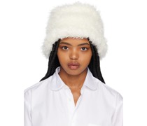 White Faux-Fur Bucket Hat