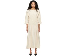 Beige Smocked Maxi Dress