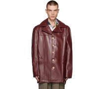 Burgundy Paneled Faux-Leather Jacket