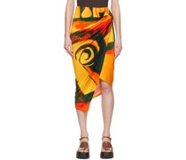 Orange Coastline Midi Skirt