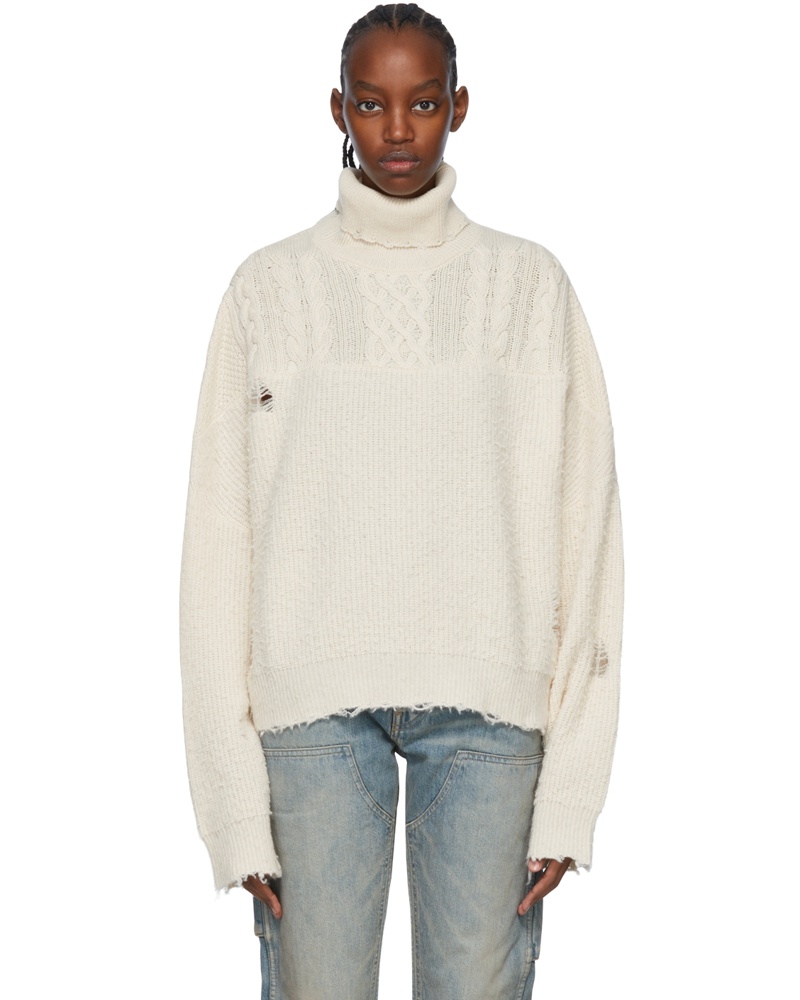 Amiri Damen Off-White Cashmere Sweater