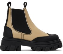 Beige Cleated Low Chelsea Boots