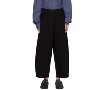 Black Curved Leg Trousers