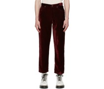 Red 'The Liquid Velvet' Trousers