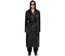 Black Croc Faux-Leather Trench Coat