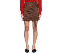 Brown Ruched Mini Skirt