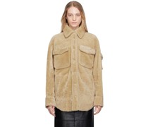 Tan Flap Pocket Shearling Jacket