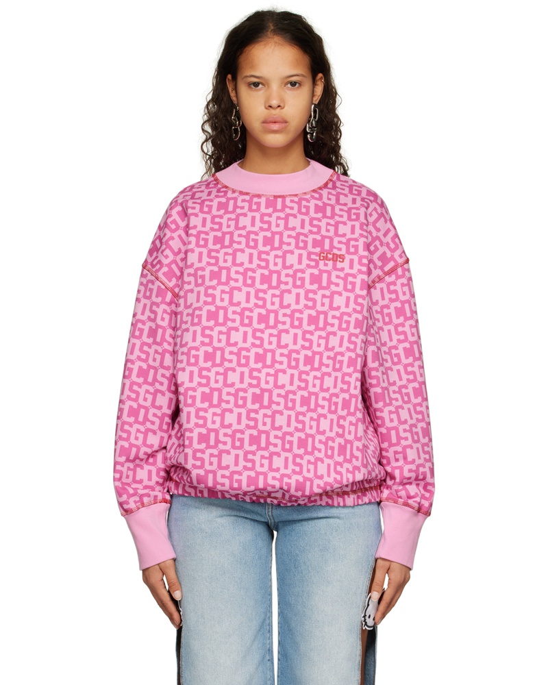 GCDS Damen Pink Twisted Monogram Sweatshirt