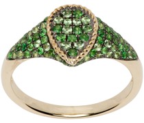 Gold & Green Baby Chevaliere Poire Ring