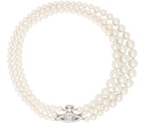 White Graziella Three Row Pearl Necklace