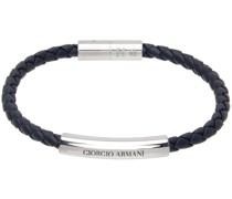 Navy Braided Leather Bracelet