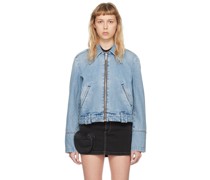 Blue Oversized Denim Biker Jacket
