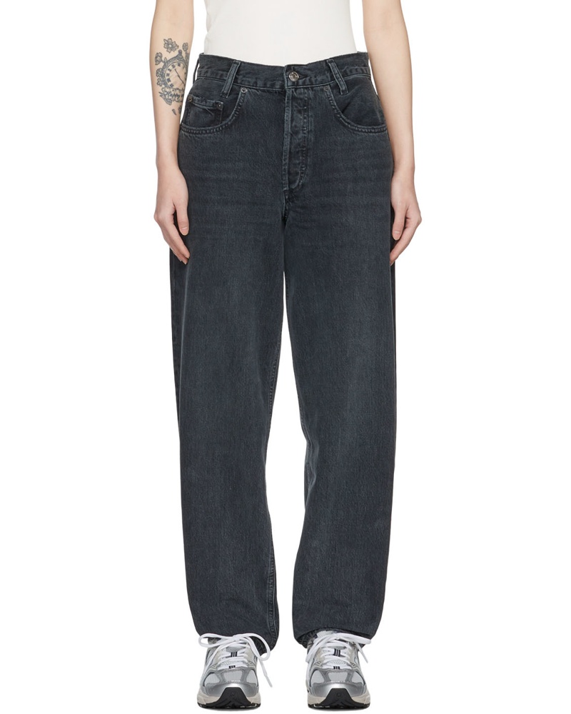AGOLDE Damen Black Faded Jeans