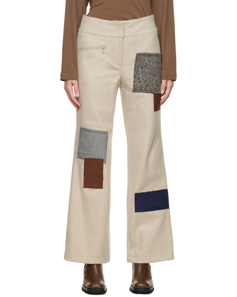 TheOpen Product Damen Beige Patchwork Trousers