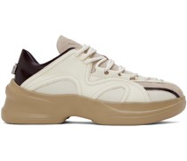 White & Brown Low Sneakers
