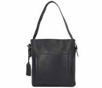 City Kuna Schultertasche Leder Laptopfach black