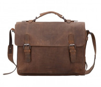 Antik Aktentasche Leder 38 cm natur