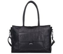 Edgemore Schultertasche Leder 41 cm Laptopfach black