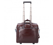 Blue Square 2-Rollen Businesstrolley Leder 36 cm Laptopfach mahogany