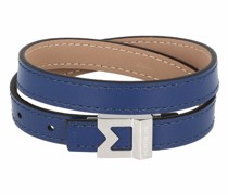 M Logo Armband Leder 44 cm blue