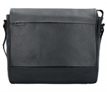 Stockholm Messenger Leder Laptopfach black