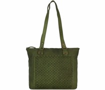 Femi & Nine Schultertasche Leder 35 cm green