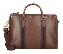 Houston Top Zip Aktentasche Leder Laptopfach dunkel