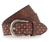 Lina Gold Nietengürtel Leder cognac