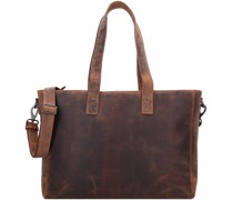 Shopper Tasche Leder 41 cm Laptopfach dunkel