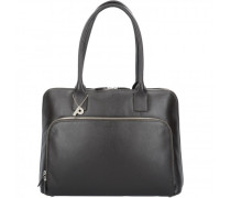 Milano Schultertasche Leder Laptopfach cafe