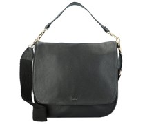Schultertasche Leder 31, black/gold