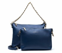 Milano Leather Schultertasche Leder 26 cm blue